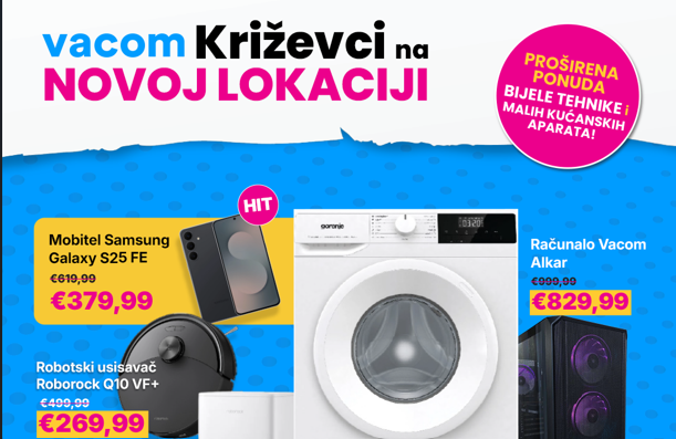 Vacom Križevci seli se u veći prostor. Stiže i bijela tehnika