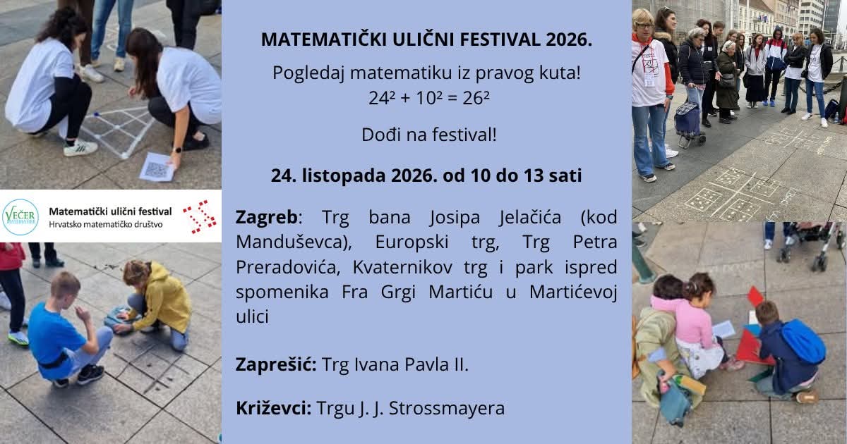 MATEMATIKA IZLAZI NA ULICU: Festival u subotu na Strossu